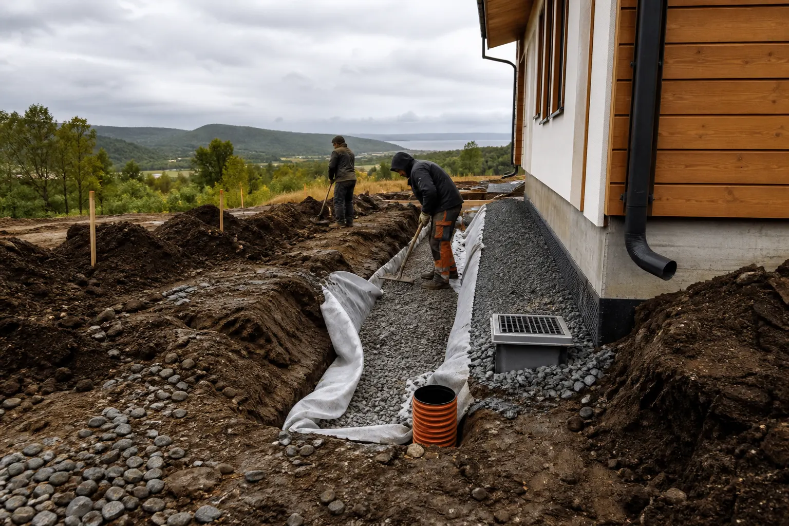 Устройство дренажа и отвод воды от дома